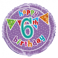 Polka Bunting Happy 6th Birthday Balloon